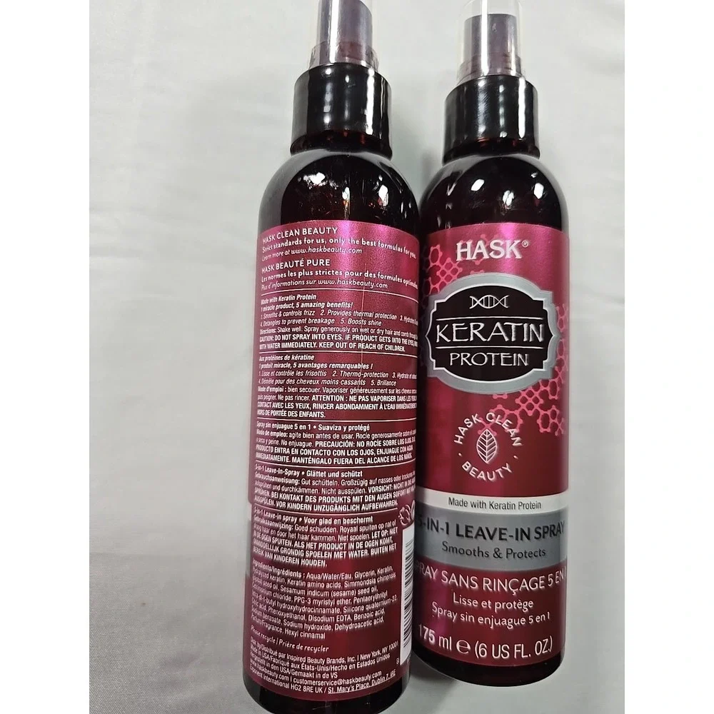 Hask, Keratin Protein Shine Enhancing 5-in-1 Leave-In Hair Spray, 6 OZ 2 Pack